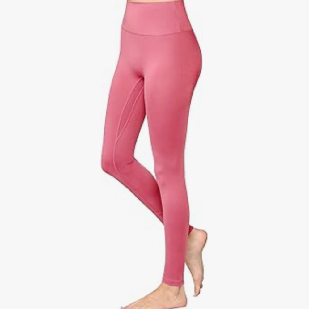 High Waisted Leggings with Inner Pocket Full-Length Yoga Pants -mauve